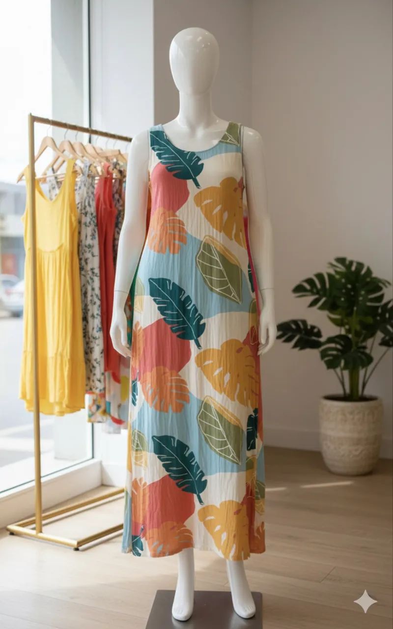 Vestido Longo Canelado Estampado GG M?A Clothrs - Foto 5
