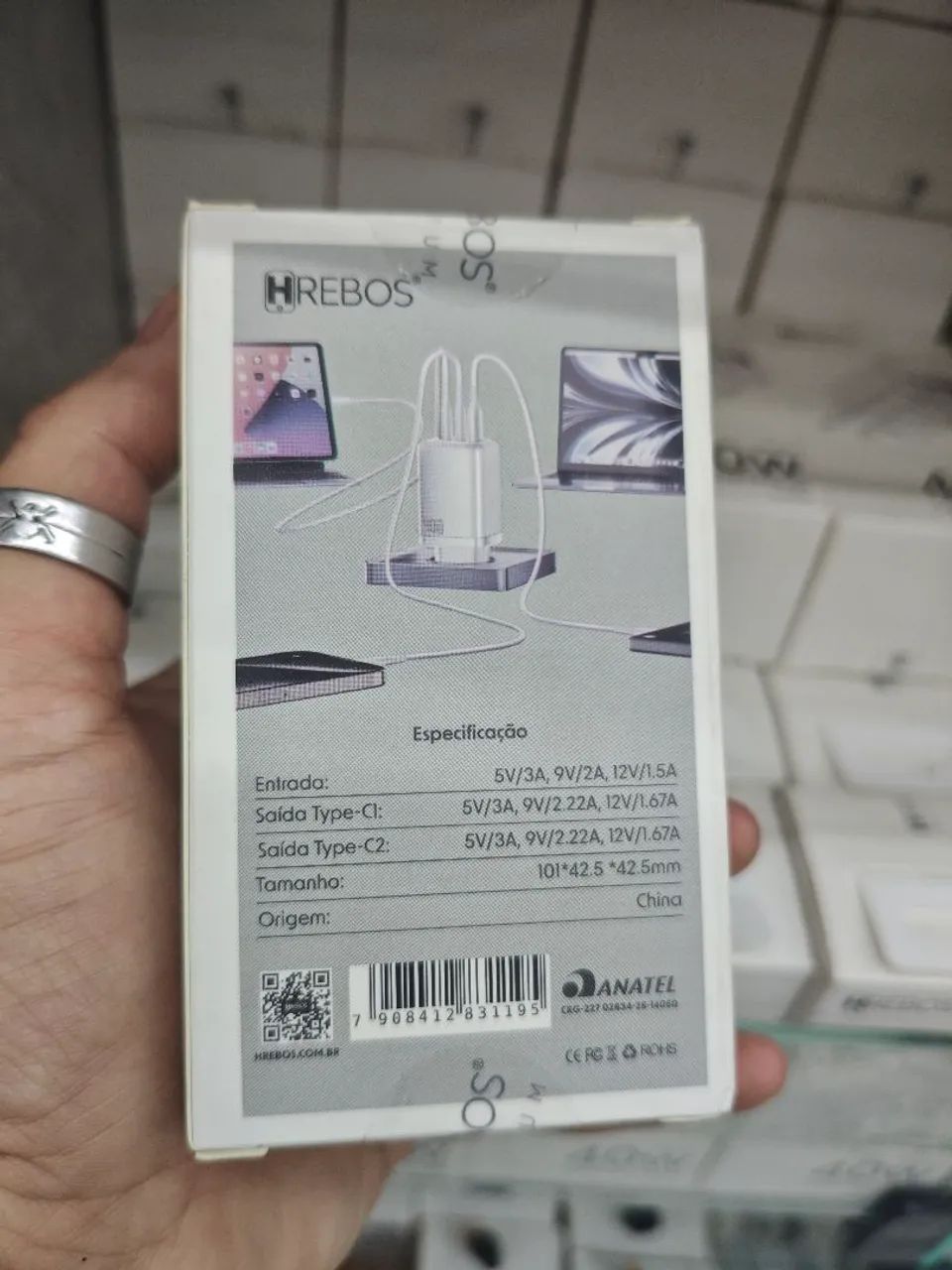Carregador 40W 3 Entradas (2 TipoC e 1 USB) - Em Cabo - Foto 2