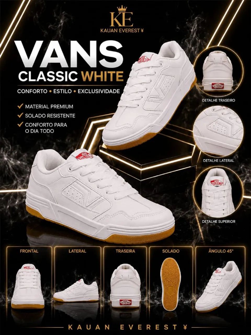 Vans Knu Skool All White | Cabedal em Couro e Lona Premium, Língua Puffy Acolchoada - Foto 2