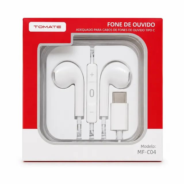 Fone de Ouvido Tomate MF-C04 USB Tipo-C Com Microfone Controle de Volume Para Celular pode