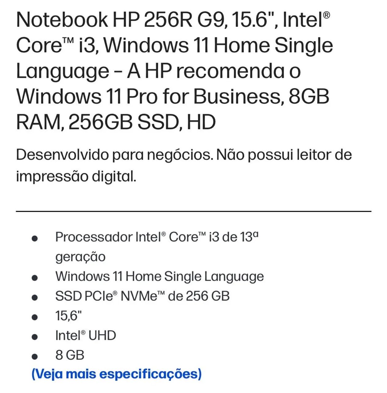 Notebook hp de 256r g9 core i3 15,6 - Foto 4