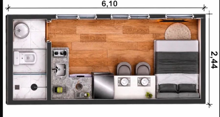 CONTAINER HABITACIONAL 20 PÉS (6x2,40m) - Foto 3