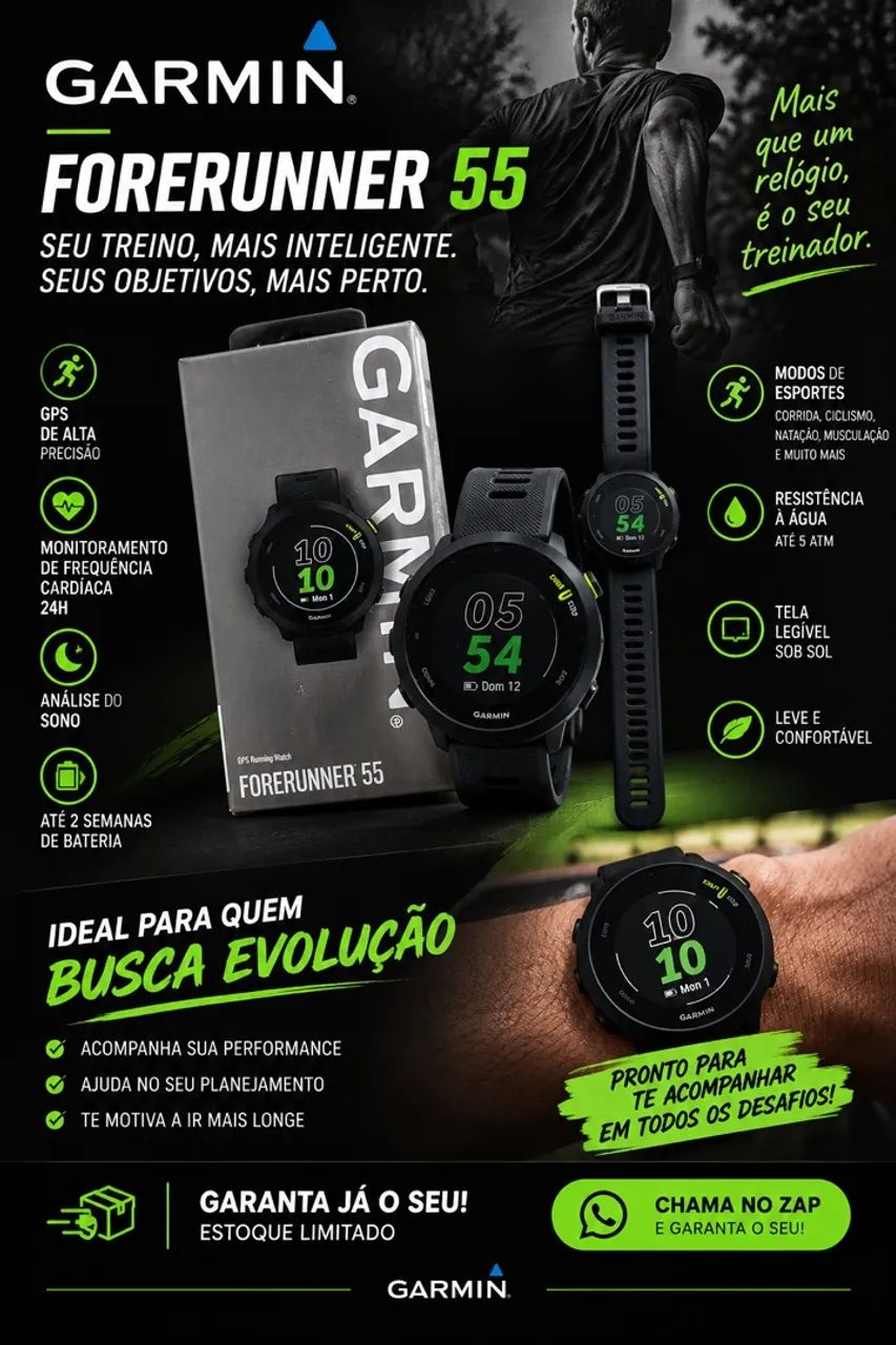 Relógio garmin for runner 55