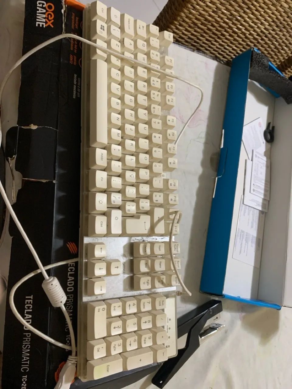 Teclado oex game semi mecânico branco 