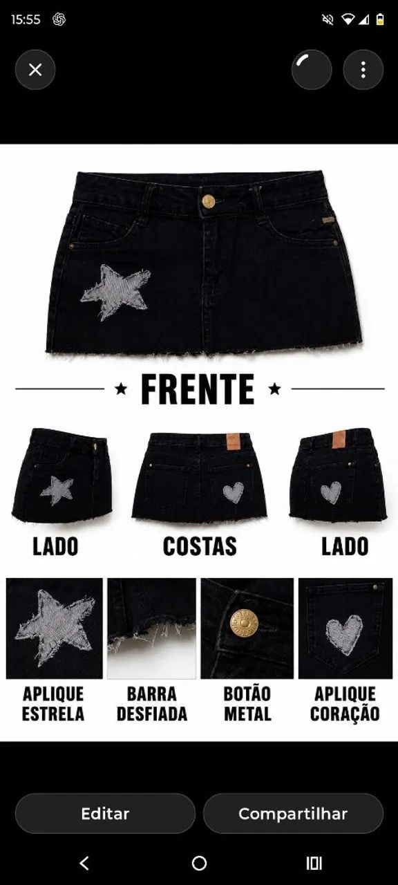 Mini saia love stars jeans - Foto 5