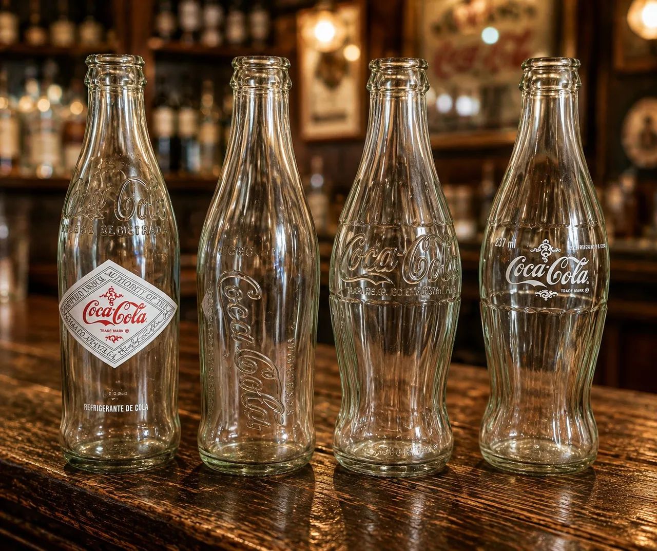   Garrafas de coca-cola retrô.