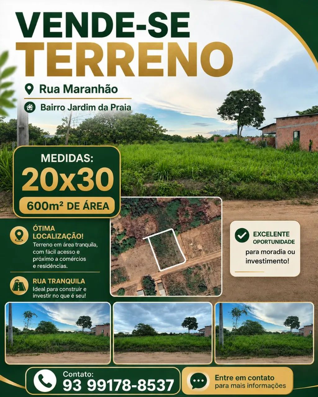 Vendo terreno medindo 20x30