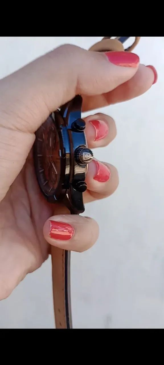 Relógio masculino poedagar - pulseira em couro marrom - Foto 3