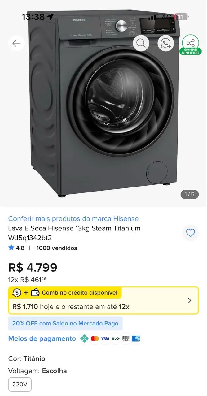 Máquina lava e seca Hisense - Foto 4