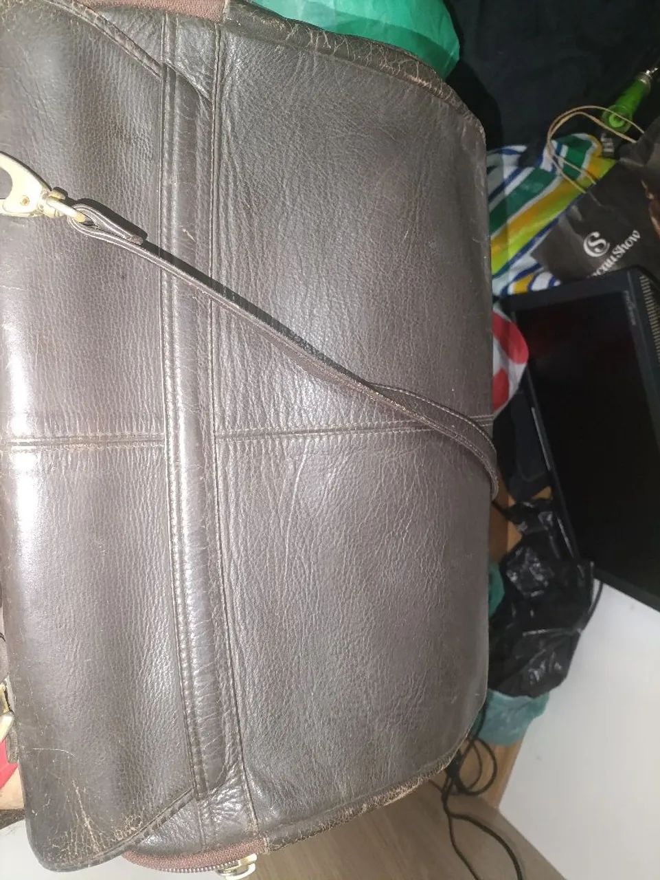 Bolsa de couro marrom  - Foto 3