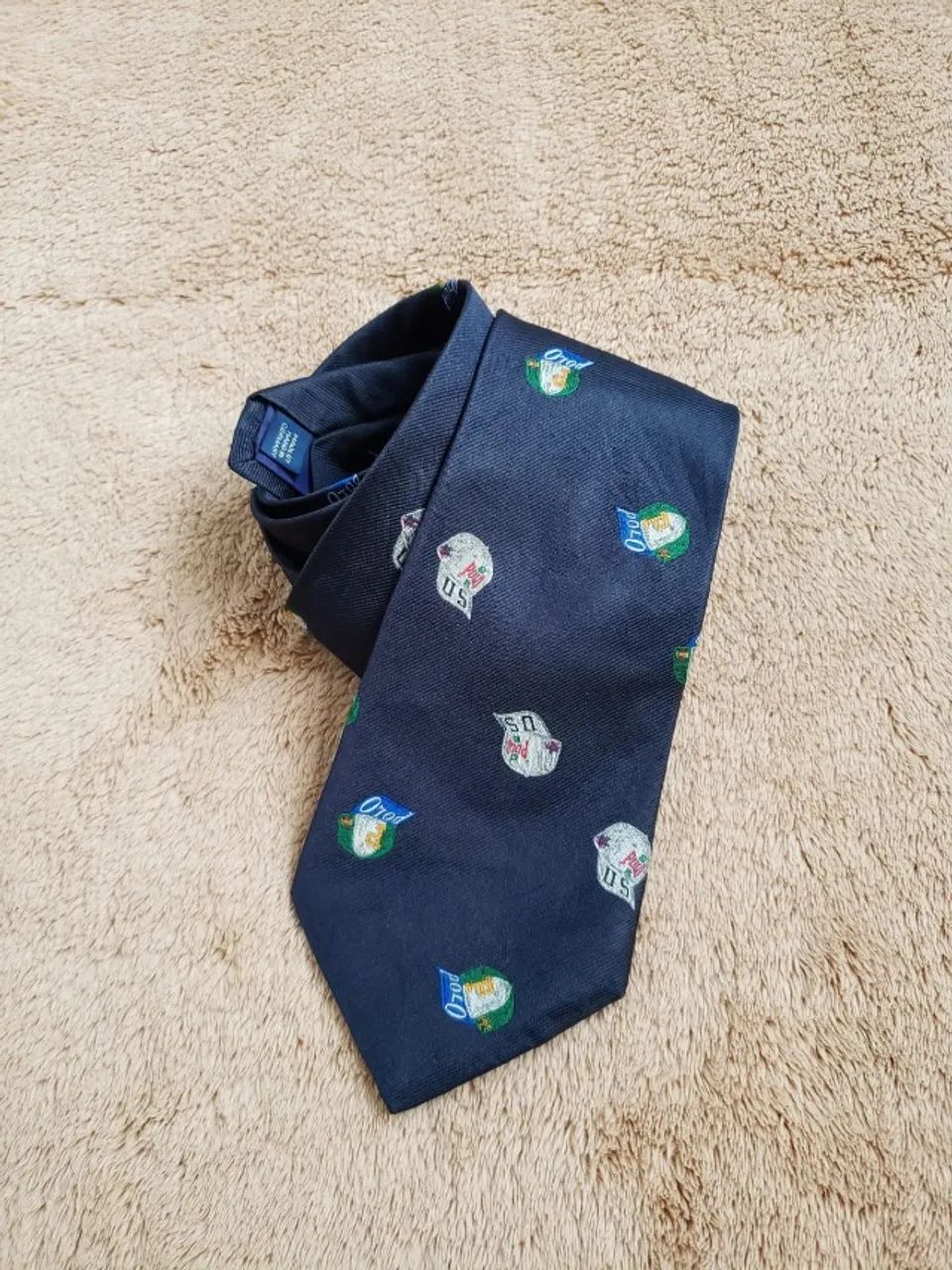 Gravata Ralph Lauren Polo Bear Original 100% Seda Importada Estado de Nova Desapego 