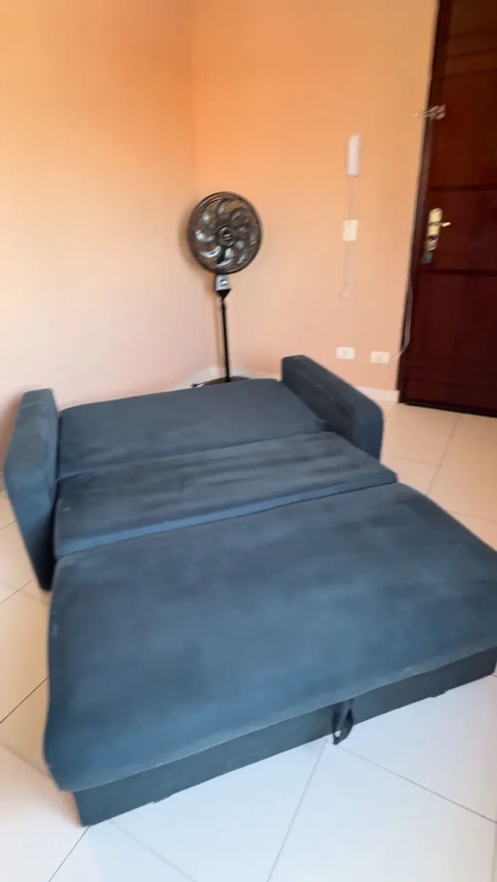 Sofá-Cama 1,20m com Baú - Azul - Foto 5