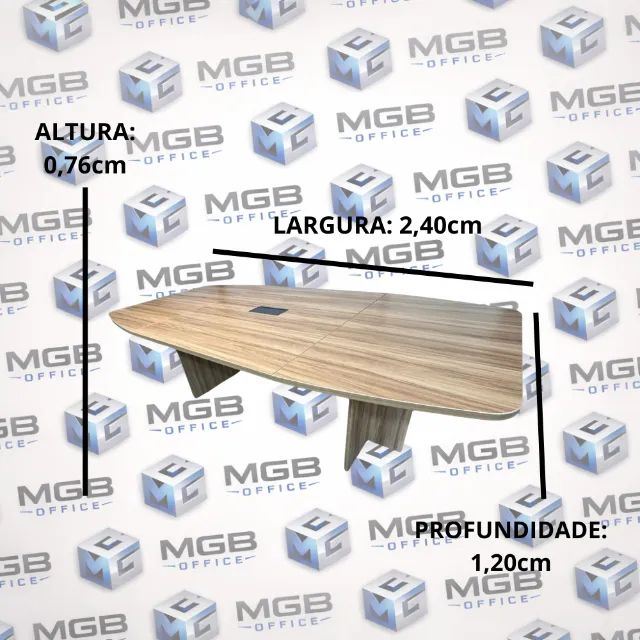Mesa de Reunião de Escritório com Caixa de Tomada - 2,40x1,20cm - (ENTREGAMOS)!! - Foto 4