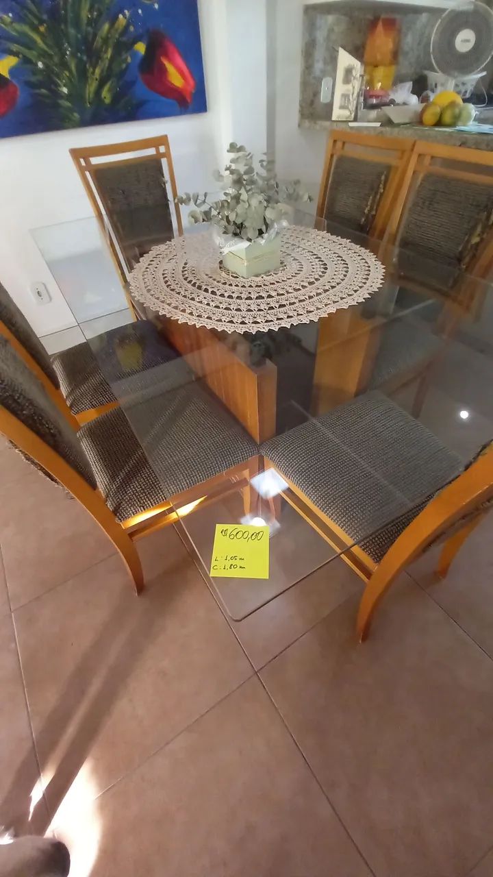 Glass-Top Table with 6 Chairs64962185234689120