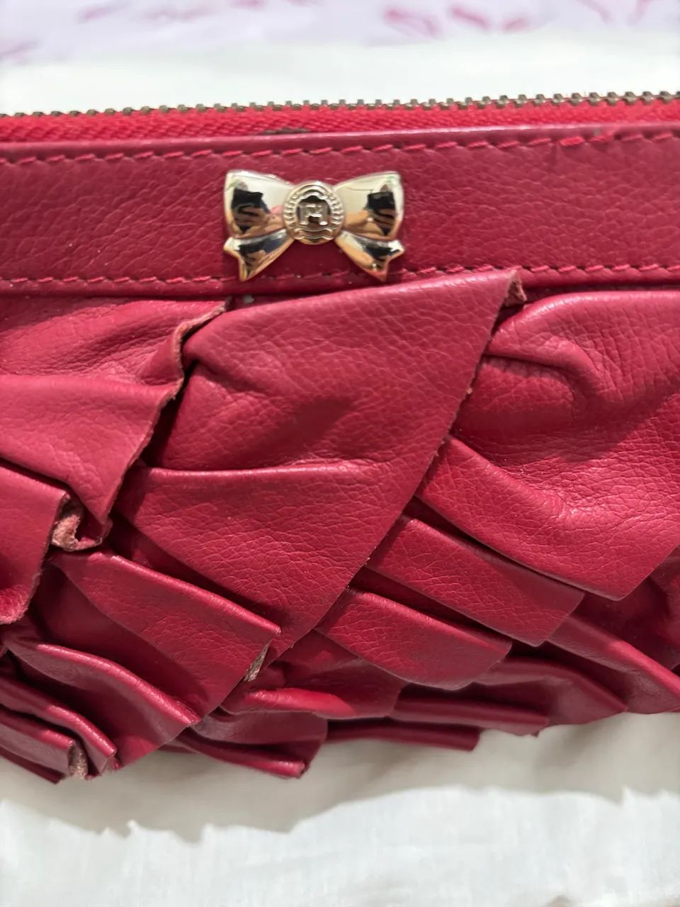 Bolsa pequena em couro legítimo transversal Portifolio - vermelha  - Foto 4