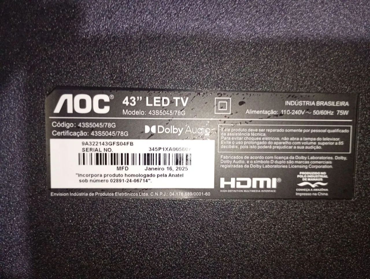 Tv Aoc 43 polegadas defeito na tela - Foto 3