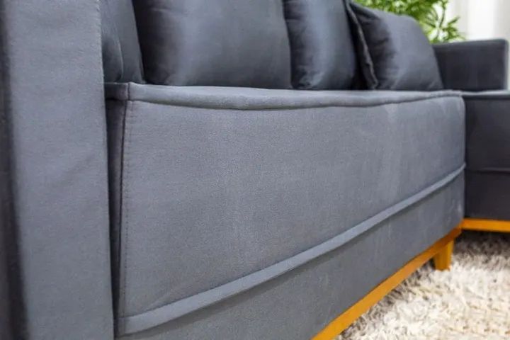 Sofá 3 Lug. Milão C/Chaise Lado Esquerdo Veludo Cinza 814 Larg. 2.30m - Molas Ensacadas - Foto 3