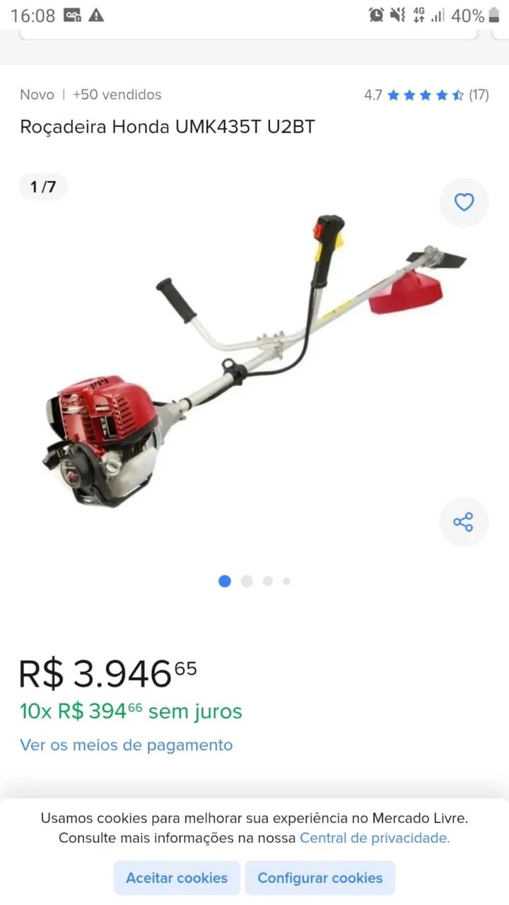 Vendo roçadeira Honda 4tempos Gx50  usada  obs não aceito troca  - Foto 6