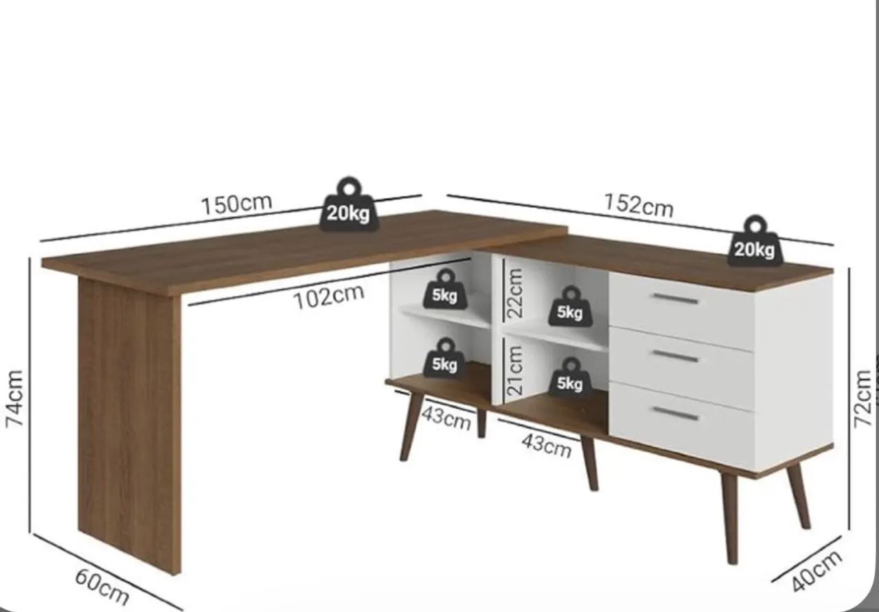 Mesa de estudos em L - Foto 4