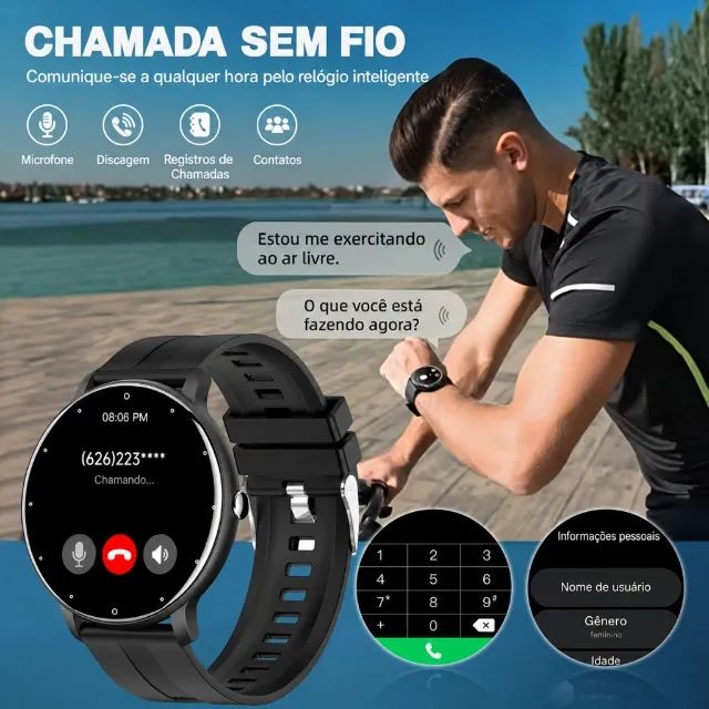 NOVO Smartwatch com tela de 1.5 polegadas para android/ios, chamada sem fio, esportes - Foto 5