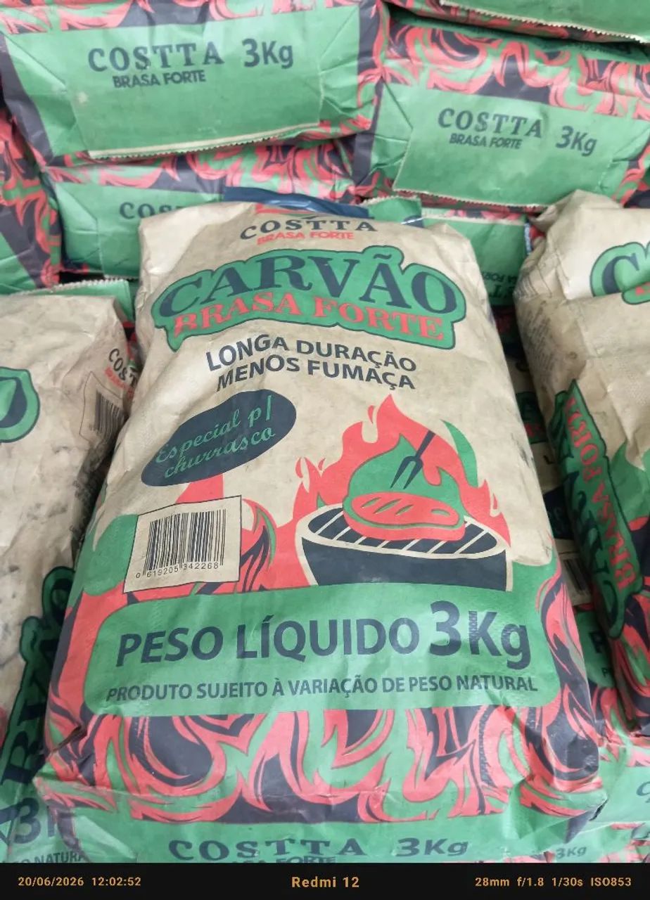 Lote com 1.000 unidades de Carvão para churrasco 9,90 unidade 3 kgs