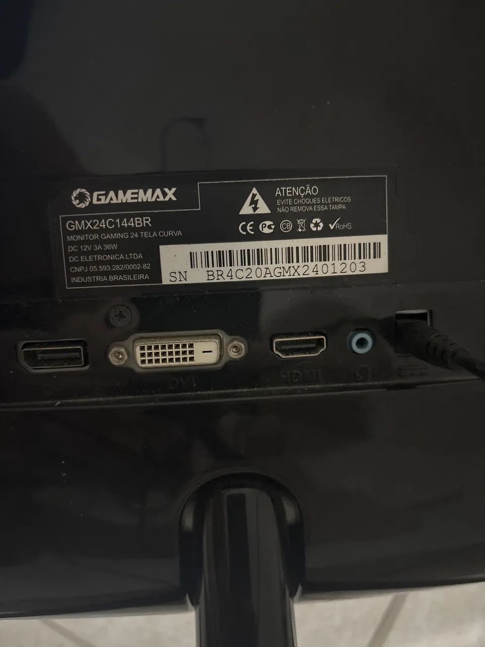 Monitor Gamer GameMax 24 Polegadas Curvo 144Hz com Defeito - Foto 4