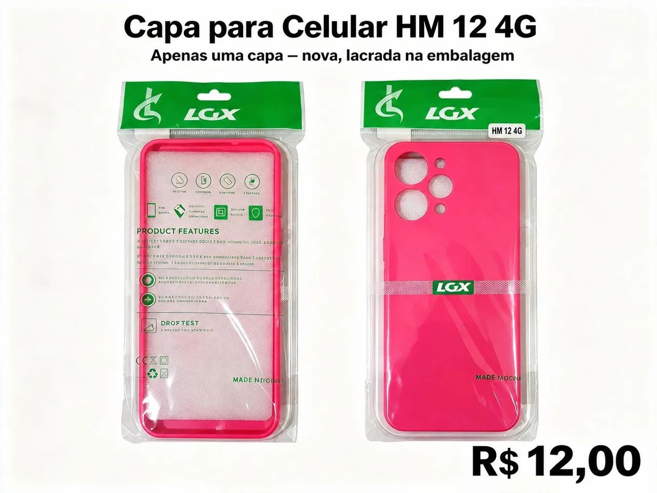 Capa para Celular HM 12 4G Rosa - Nova e Lacrada