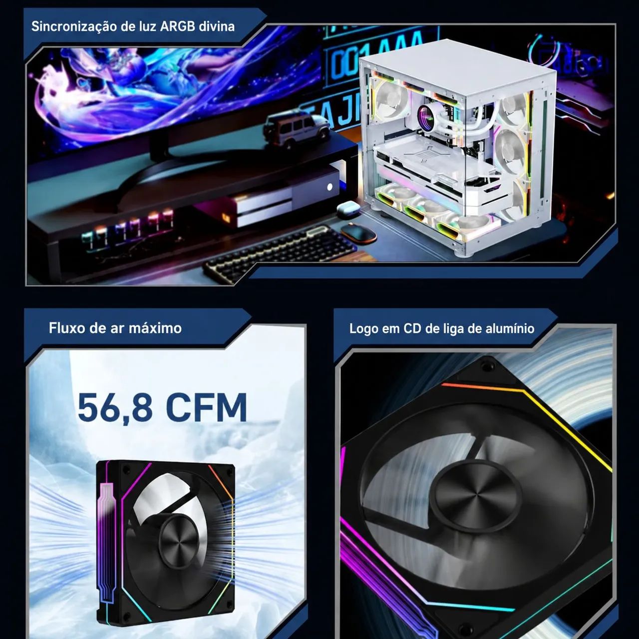 KIT 10x Fans Prism 4RS PRO Preto RGB - Foto 5