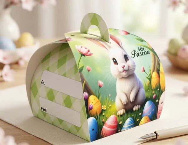 Mini Maletinha Coelho Feliz Páscoa  Embalagem Ideal para Mimos 10unid