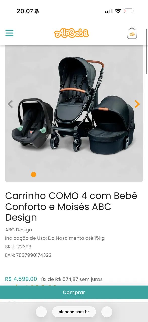 Carrinho de bebê COMO 4 ABC DESIGN - Foto 6