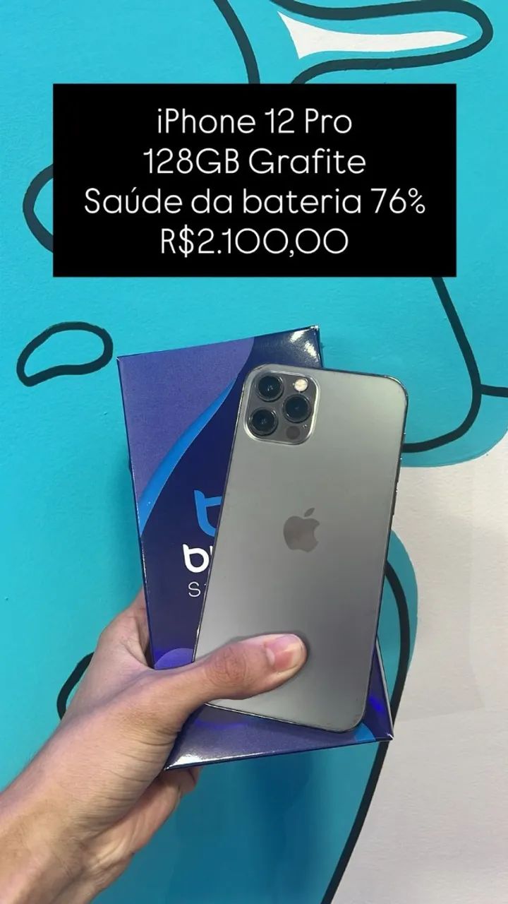 Seminovo: iPhone 12 pro 128Gb Grafite - Bateria 76% | Loja Fisica