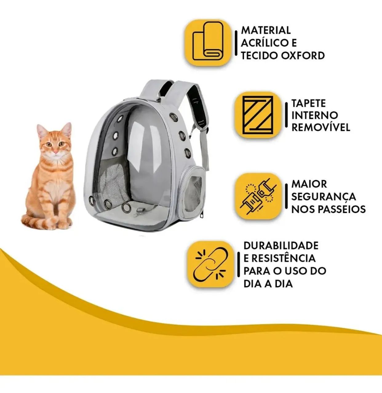 Mochila Pet Deko Cinza p/ Transporte de Cachorro e Gato  - Foto 6