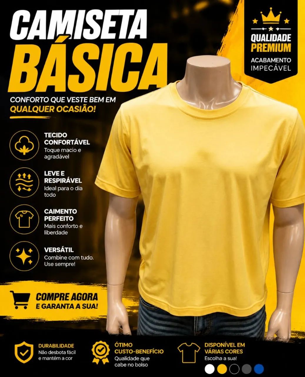 Camiseta básica amarela 