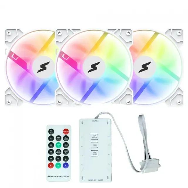 Kit Fans Branco ARGB Controladora e Controle  - Foto 2