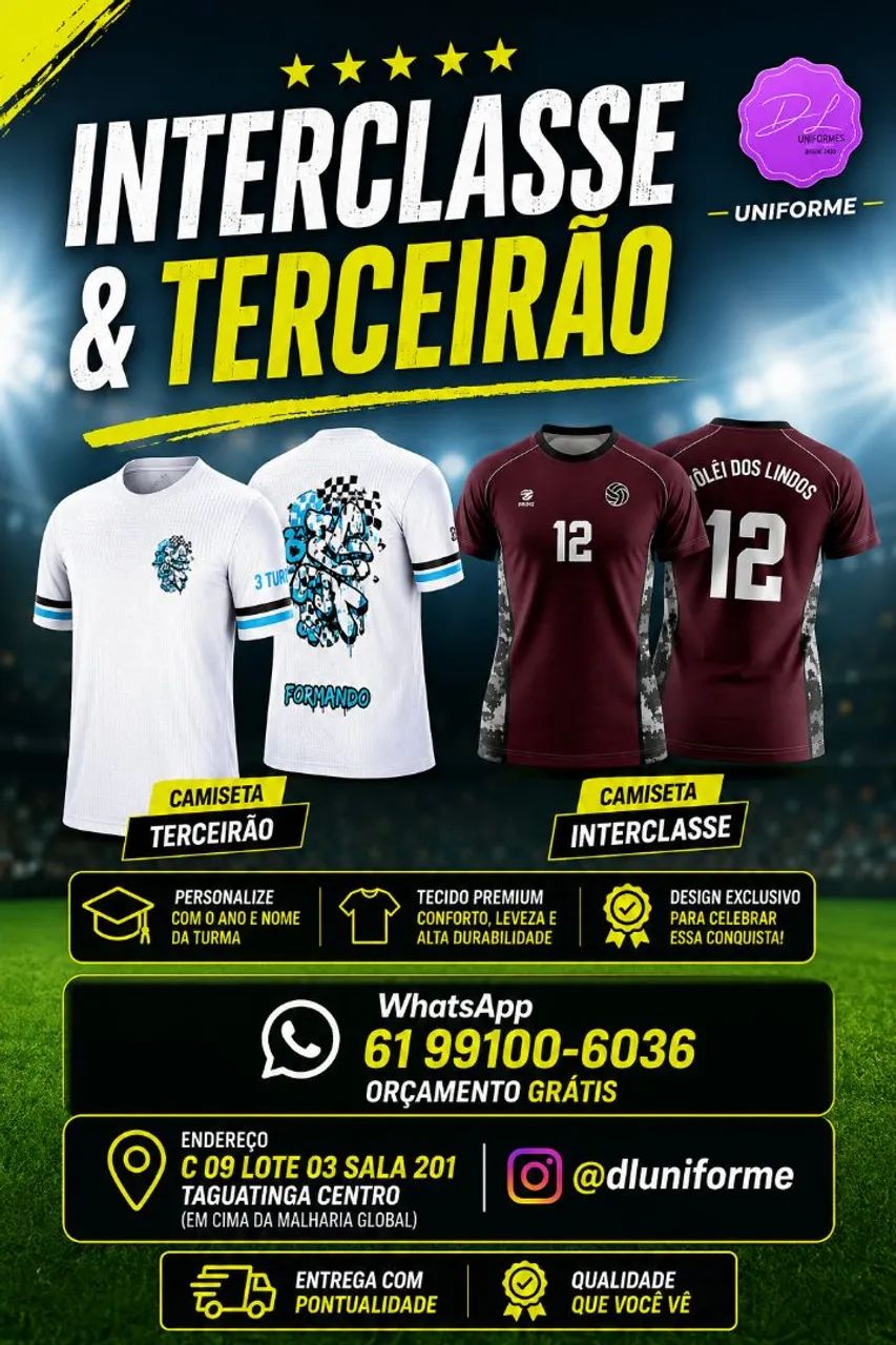 Interclasse e Terceirão - uniformes e camisetas em geral- conjuntos esportivos 