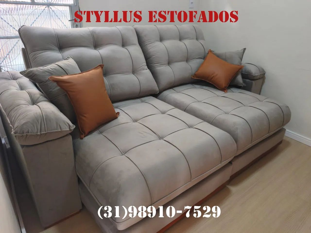 Sofá retrátil com  molas ensacadas 