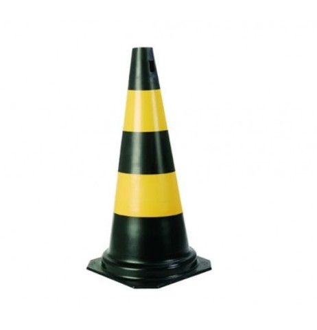Cone 75Cm Pvc Preto/Amarelo Plastcor