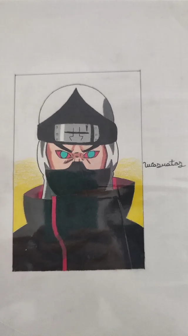 Naruto desenho a lápis com efeito de iluminação Néon