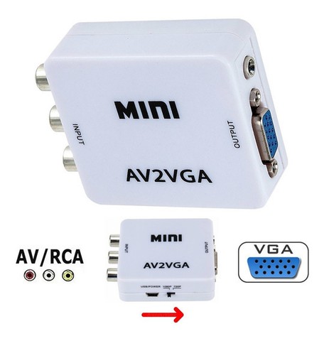 Conversor Adaptador RCA Av (audio E Video) para VGA Monitor