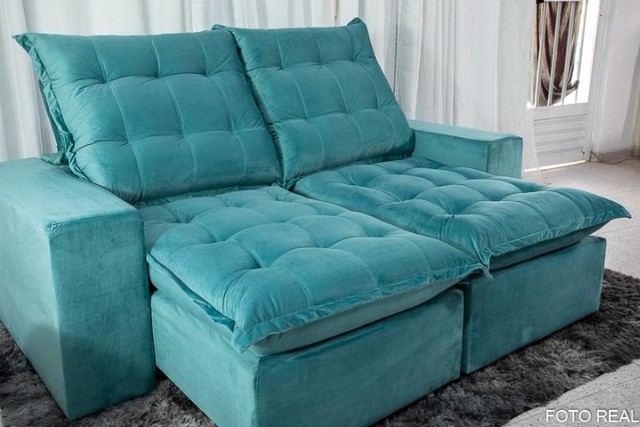 Sofá Retrátil e Reclinável Castor 2.30m Verde Tiffany Até 12x - Frete Grátis  - Foto 5