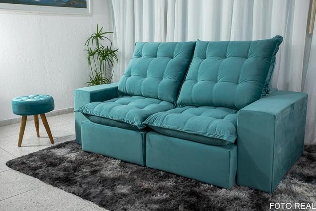 Sofá Retrátil e Reclinável Castor 2.30m Verde Tiffany Até 12x - Frete Grátis  - Foto 4