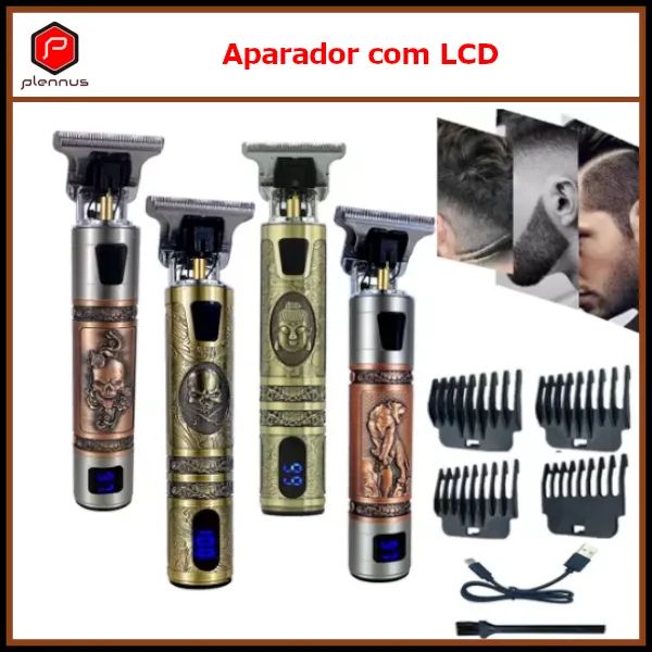 Aparador  Barbeador Máquina De Cortar Cabelo Barba Profissional Com Led C/ Display z374