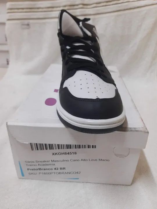 Tênis Adulto Fem | Marca It Shoes | Modelo Sneakers Cano Alto | N°42 | Cor Preto/Branco - Foto 5