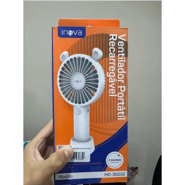Ventilador Portátil Recarregável Branco, Azul, Rosa MD-30232 - Inova cod: 4225 - Foto 5