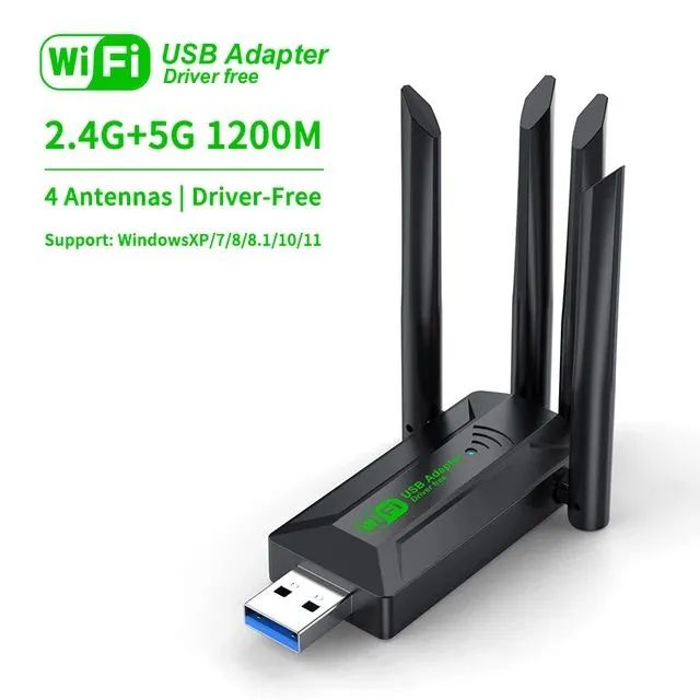 Adaptador Wi-Fi USB Dual Band, 1200Mbps, 2.4G, 5Ghz, 4 Antenas, 802.11AC, USB 3.0