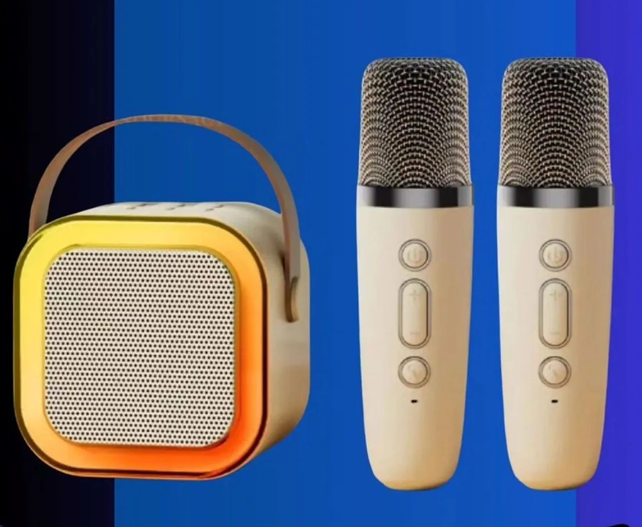 Karaokê 2 microfones recarregáveis bluetooth