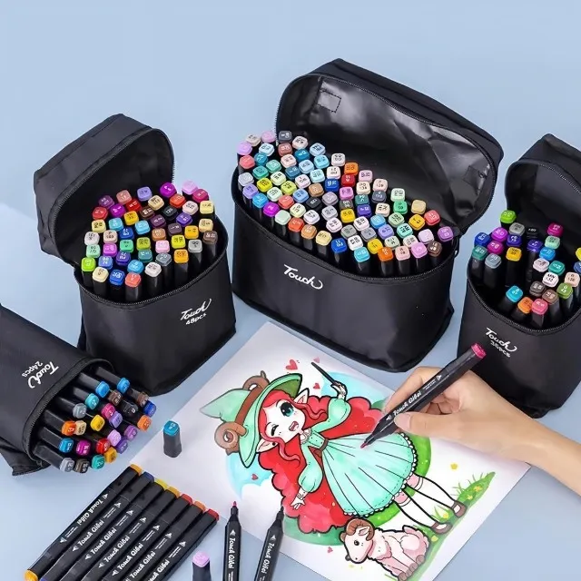 Kit Premium de Canetinhas de Ponta Dupla - Cores Intensas e Precisão em Cada Traço!