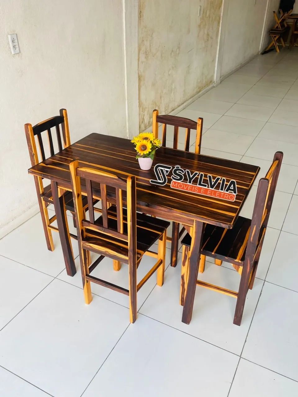 Conjunto de Mesa de Jantar em Madeira WhatsApp * - Foto 3