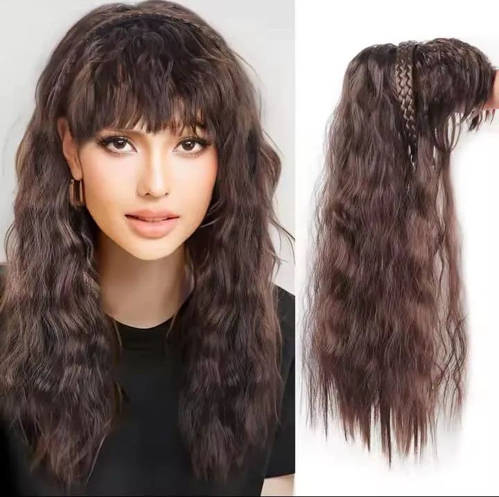 Aplique de Cabelo sintético com tiara e Franja