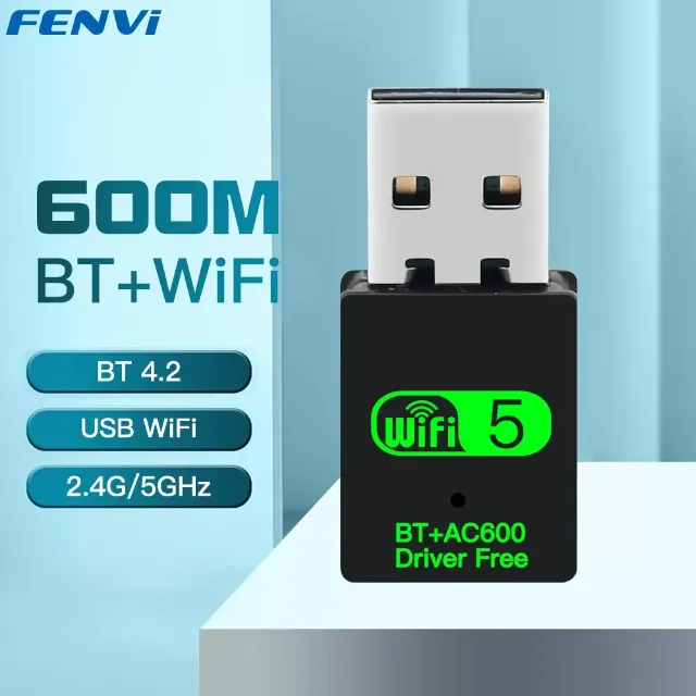 Adaptador Wifi 5 - 600 Mbps Usb + Bluetooth 4.2 Dual Band 2.4g/5ghz
